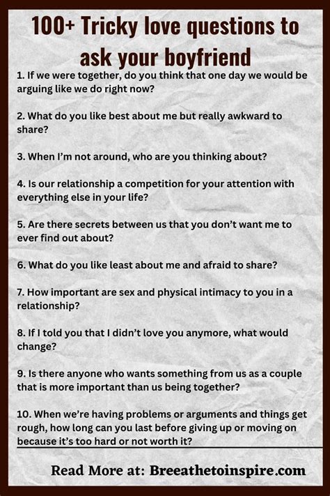 Tricky Love Questions To Ask Your Boyfriend Or Girlfriend