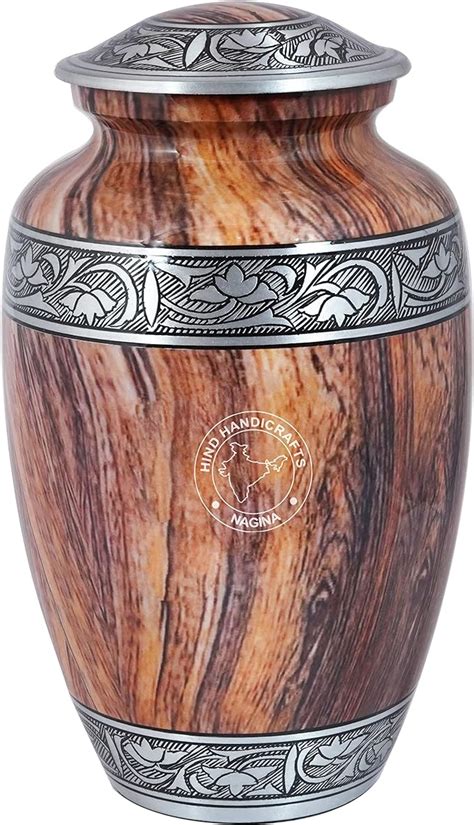Hind Handicrafts Floral Silver Engraved Cremation Urn For Human Ashes