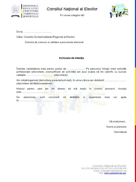 Model Scrisoare de Intentie