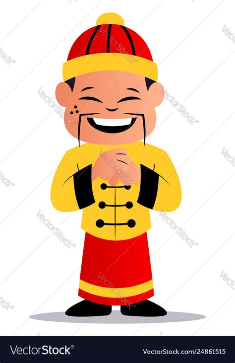 Cartoon chinese man on white background Royalty Free Vector