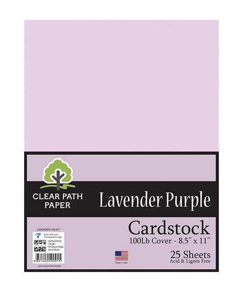 Lavender Purple Cardstock 85 X 11 Inch 100lb Cover 25 Sheets