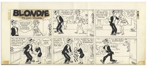 Lot Detail Chic Young Hand Drawn Blondie Sunday Comic Strip From