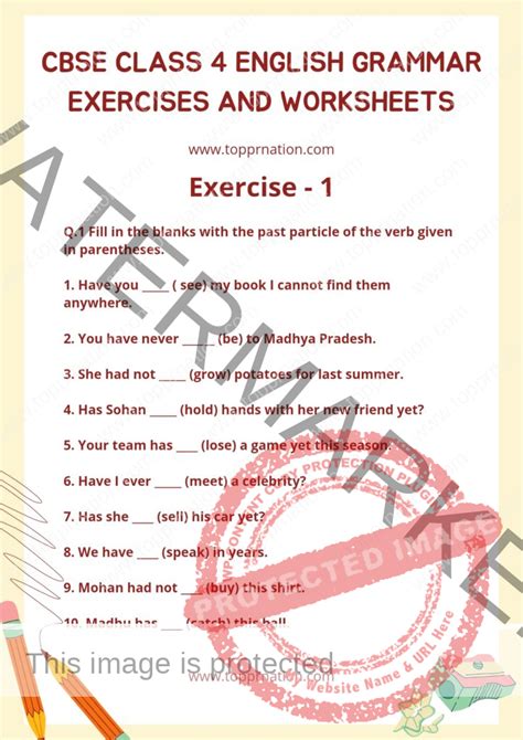 Cbse Class 4 English Grammar Exercises And Worksheets