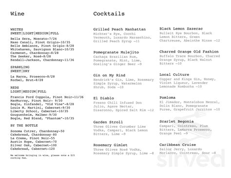 The Bistro menu in Bowling Green, Kentucky, USA
