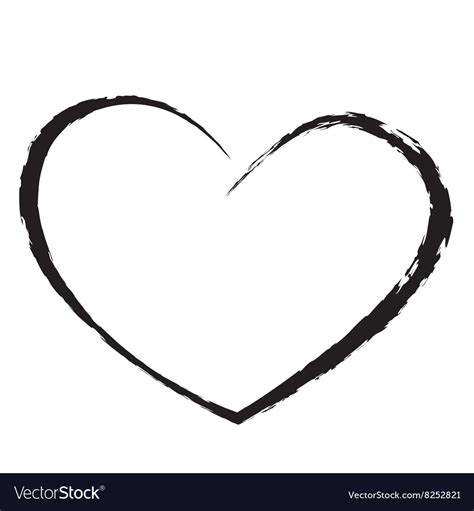 Black Heart Drawing Love Valentine Royalty Free Vector Image