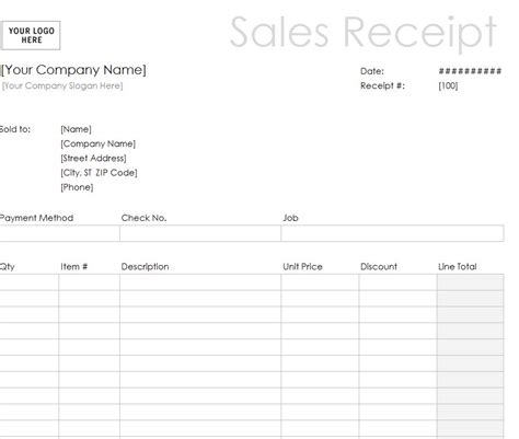 Sales Receipt Template Word Word Sales Receipt Template