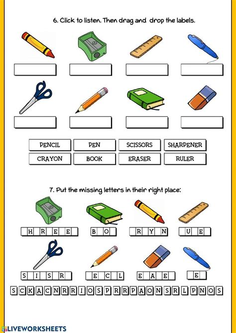 Classroom Objects 2 Worksheet Live Worksheets