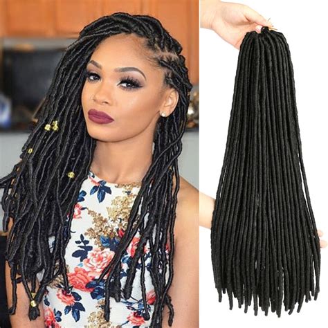 The fake hair can be glued or clipped to the root of the natural hair. 18" Dreadlock Faux Locs Braid Hair Crochet Braids Black ...