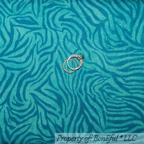 Boneful Fabric Fq Cotton Quilt Blue Aqua Zebra Skin Print