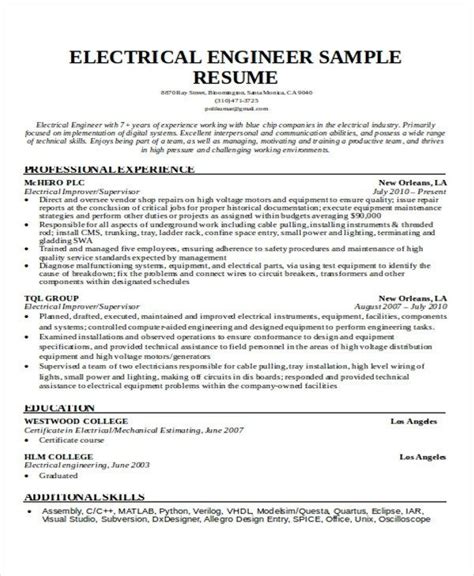 An experienced electrical engineer in maintaining records of all technical experiments, electrical designs and results. Beautiful Engineering Student Resume Template Collection