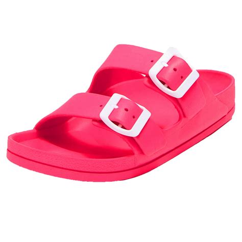 Snj Womens Lightweight Comfort Soft Slides Eva Adjustable Double