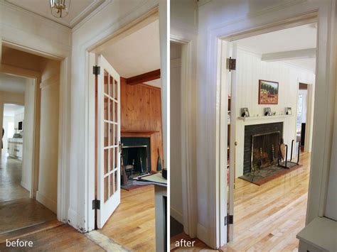 Maybe you would like to learn more about one of these? BEFORE: Flooring was in rough shape, original knotty pine ...