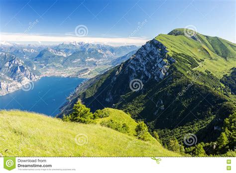 Lago Di Garda Lake From Mountain Monte Baldo Stock Image Image Of