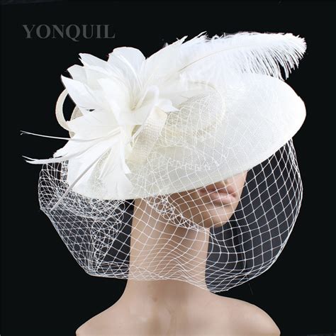 women fashion wedding hats and fascinators for bride feather floral veil bowler hat women