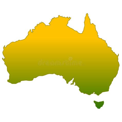 Silhouette Of Australia In Green And Gold Stock Vector Illustration