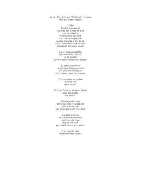 Letra Himno De Caracas Pdf
