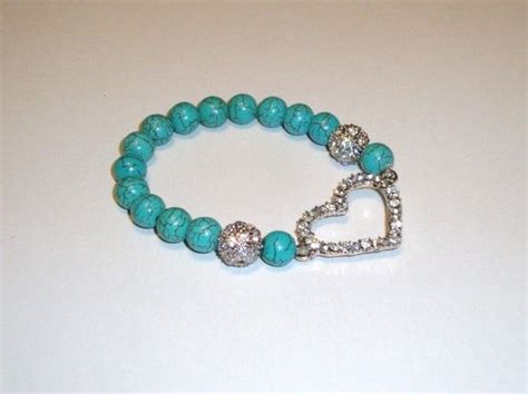NEW Handmade With Turquoise Gemstones And Silver Round Beads And Heart