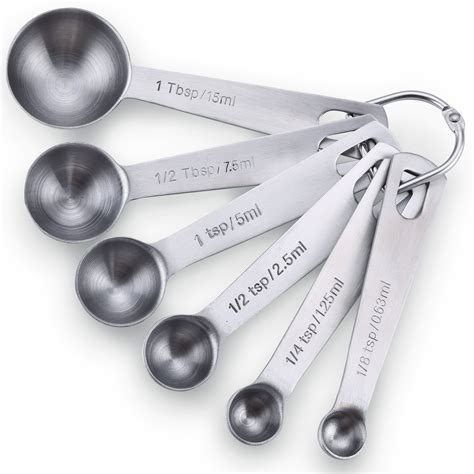 Reactionnx 6pcs 430 Stainless Steel Measuring Spoon Set Dry Or Liquid