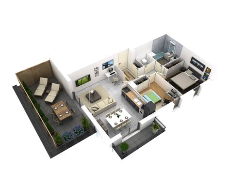 25 More 2 Bedroom 3d Floor Plans