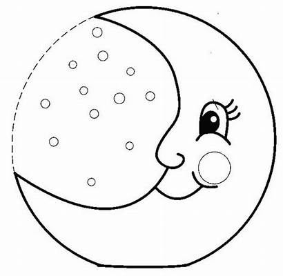 Moon Coloring Half Smiling Face Template Pages
