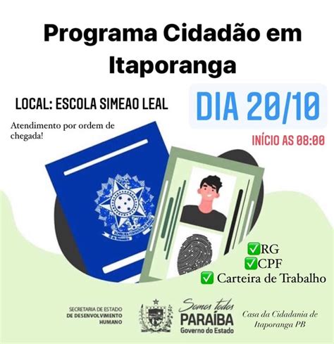 Blog Do Ricardo Pereira Programa Cidad O Chega Em Itaporanga Com Emiss O De Rg Cpf E Ctps