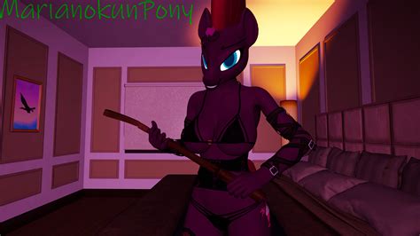 2416665 Suggestive Artistmarianokun Tempest Shadow Unicorn Anthro 3d Angry Bedroom