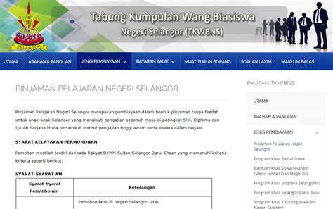 Sukacita dimaklumkan bahawa tabung kumpulan wang biasiswa negeri selangor (tkwbns) akan membuka permohonan pinjaman pelajaran kerajaan. Pinjaman Pelajaran Negeri Selangor
