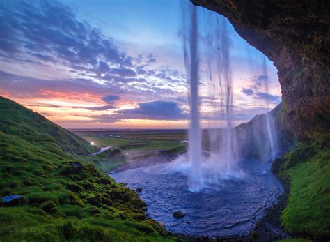 Scenery Wall Art Home Decor Waterfall At Sunset Iceland Tapestry