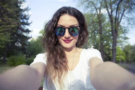 Attractive Beautiful Young Woman Taking Selfie Stock Image Image Of Lifestyles Smile 90531885