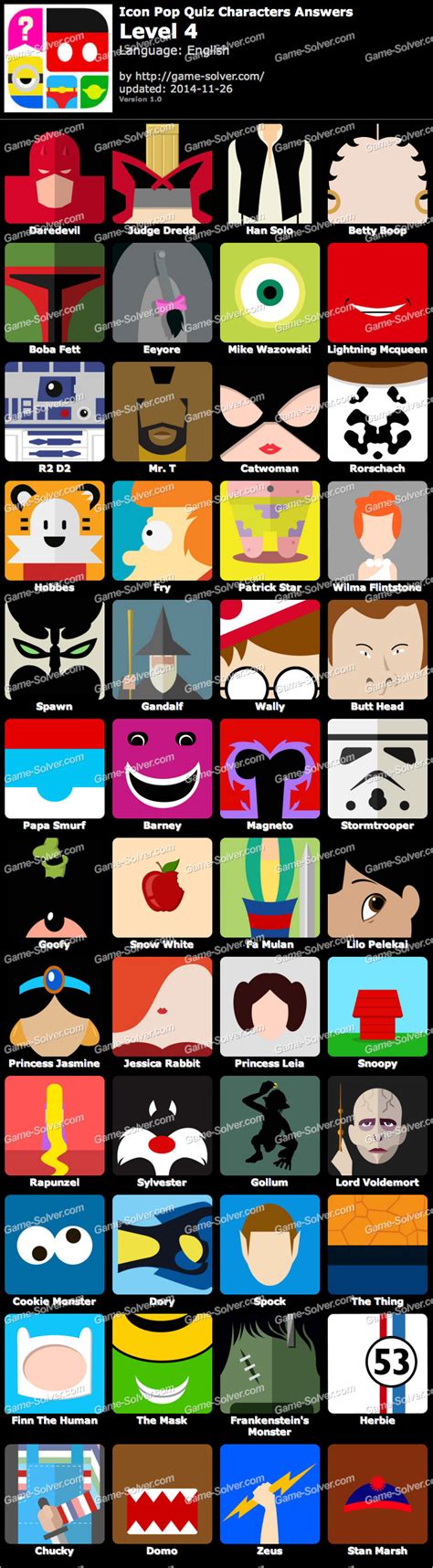 Icon Pop Quiz Characters Level 4 Game Solver