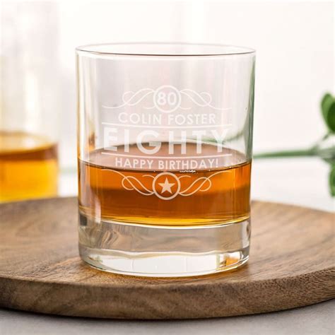 Personalised 80th Birthday Whisky Glass Engraved Whiskey Etsy