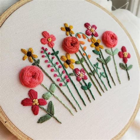 Diy Hand Embroidery Pattern Pdf Hand Embroidered Flower Etsy Flower