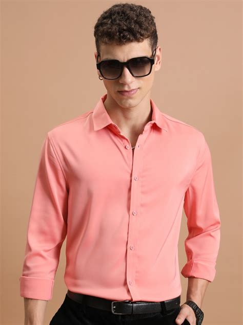 Buy Highlander Pink Solid Slim Fit Casual Shirt For Men Online At Rs