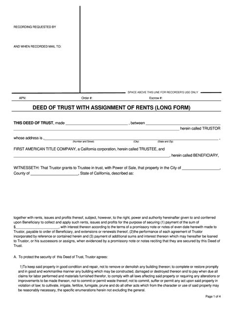 Ca Deed Of Trust With Assignment Of Rents Complete Legal Document