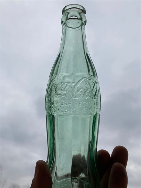 Vintage 1940s 50s Coca Cola Bottle Antique Green Glass Coke Etsy