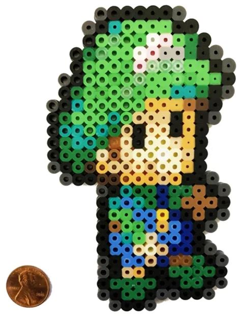 Baby Luigi Super Mario Bros Bead Sprite Perler Art Nintendo Brothers