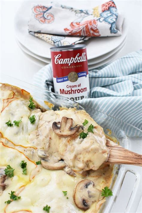 Bake until cooked through, about 35 minutes, or longer to tenderfy the chicken try searching some recipes for chicken adobo thighs, maybe a chicken adobo in coconut milk? Cream of Mushroom Chicken Bake with Cheese | Recipe ...
