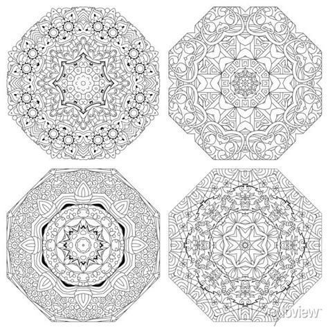 Hand Drawn Zentangle Set Of Mandalas For Coloring Page Adesivos