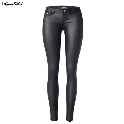 Yiquanyimei Coated Pencil Pants Elastic Cotton Jeans For Women Skinny