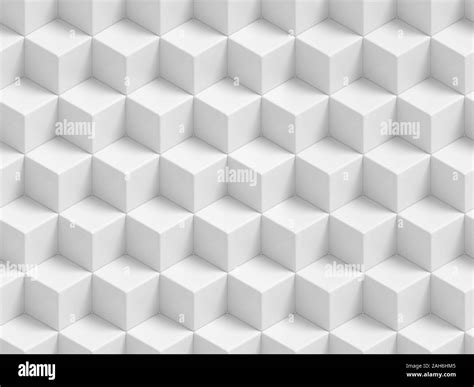 Abstract White 3d Geometric Cubes Background Seamless Pattern Stock