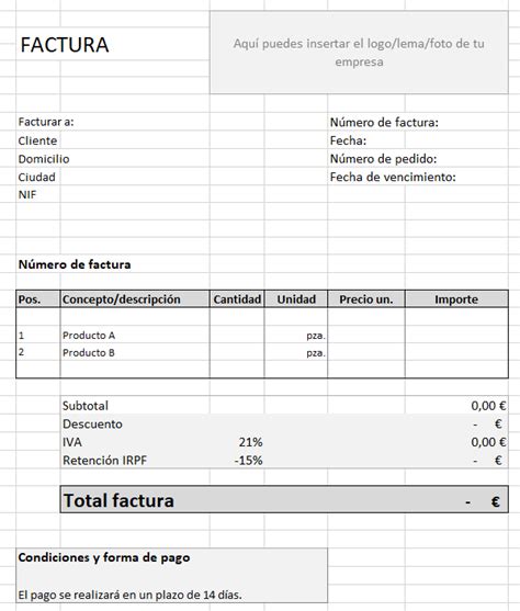 Plantilla Excel Modelo De Factura Rectificativa Gratis Images Images