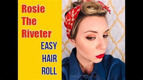 Easy Hair Roll Tutorial For Rosie The Riveter Halloween Costume Youtube