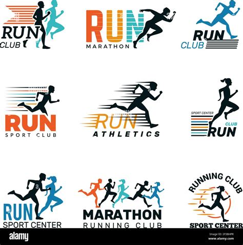 Logo De Course à Pied Badges De Club De Marathon Symboles Sport