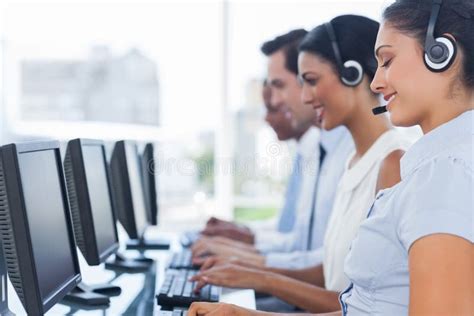 Call Centre Workers Working In Line Stock Photo Image Of Staff