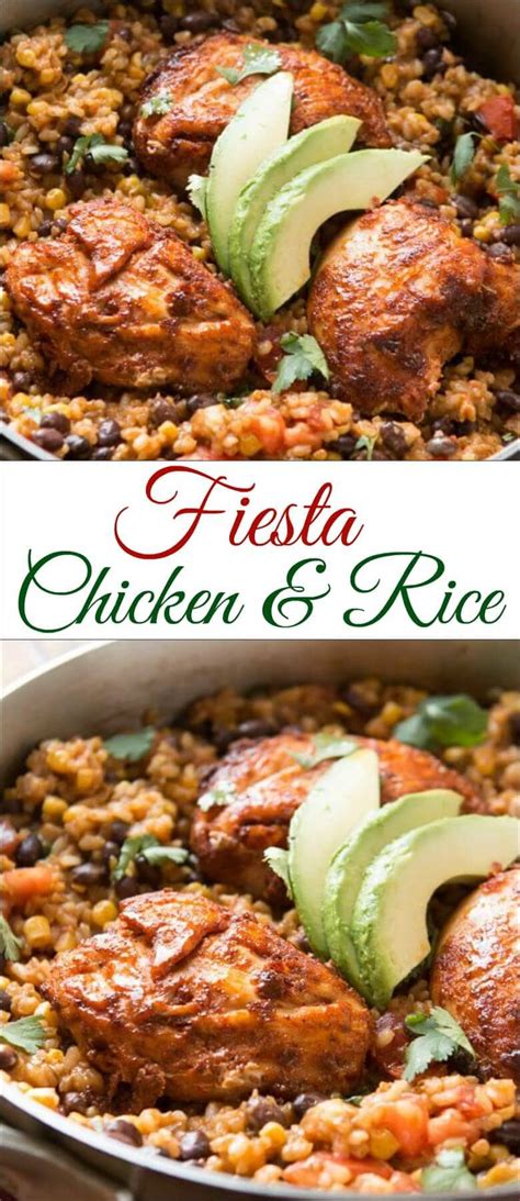 One Skillet Fiesta Chicken And Rice Recipe Oh Sweet Basil