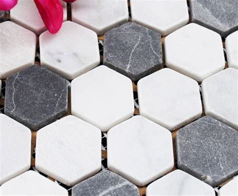 Until this situation improves i will include some of the lesser quality or incomplete hex tilesets. Hexagon Stone Mosaic Tiles Pattern Washroom Wall Black and ...