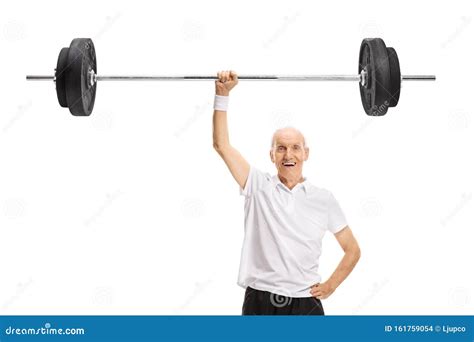 Strong Senior Man Lifting A Barbell With One Hand Stock Photo Image