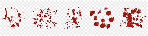 Blood Splatter Set. Drop Splash Collection. Paint Stain Texture. Red