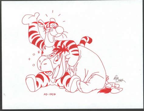 Winnie The Pooh Disney Red Ink Drawing Concept Art Tigger AP1929 By