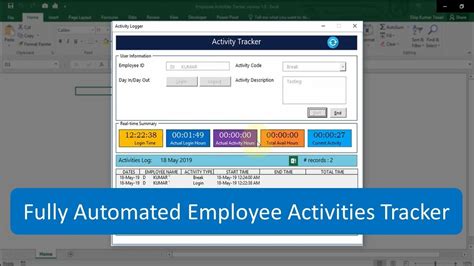 Fully Automated Employee Activities Tracker Excel Based Utility Tool